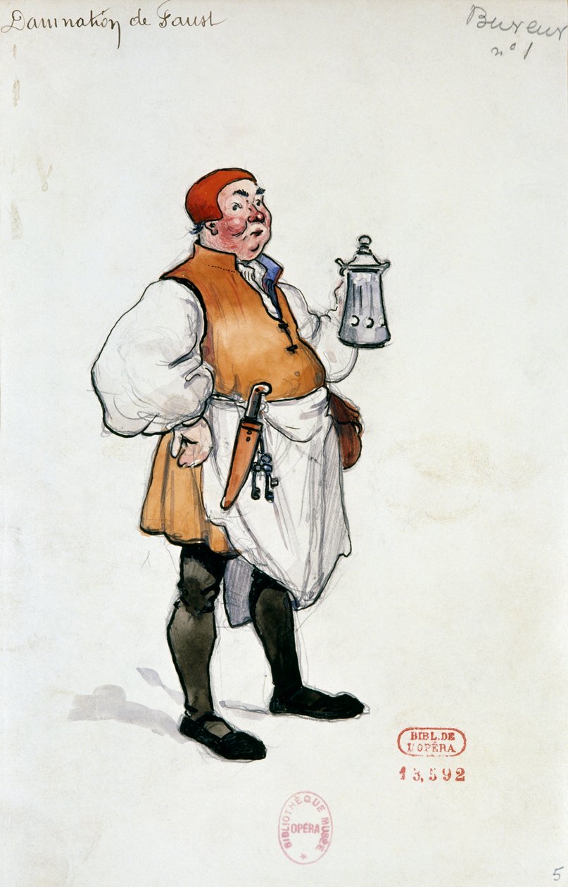 Kostume til værtens rolle i Fausts fordømmelse af Hector Berlioz, skitse af Joseph Porphyre Pinchon (1871-1953) af Joseph Porphyre Pinchon