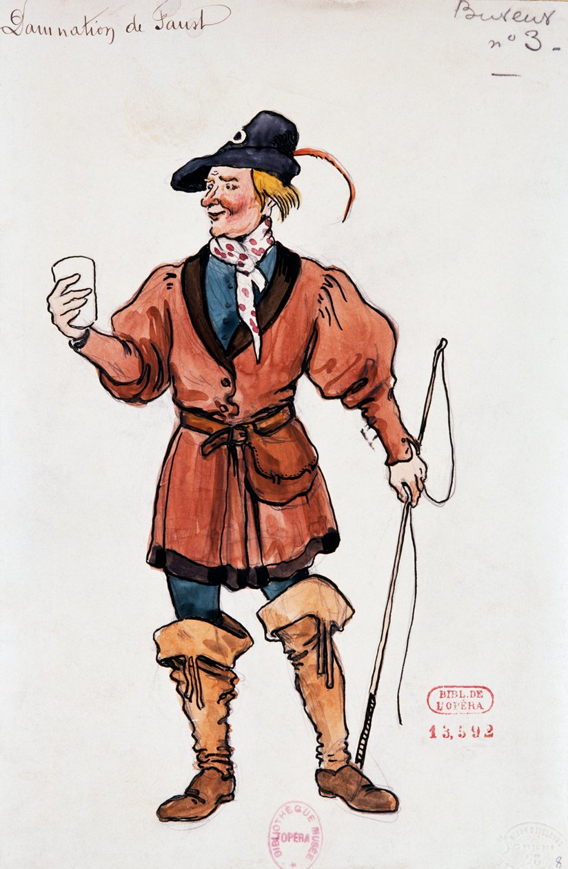 Kostume til værtshusgæster i Fausts fordømmelse af Hector Berlioz, skitse af Joseph Porphyre Pinchon (1871-1953) af Joseph Porphyre Pinchon