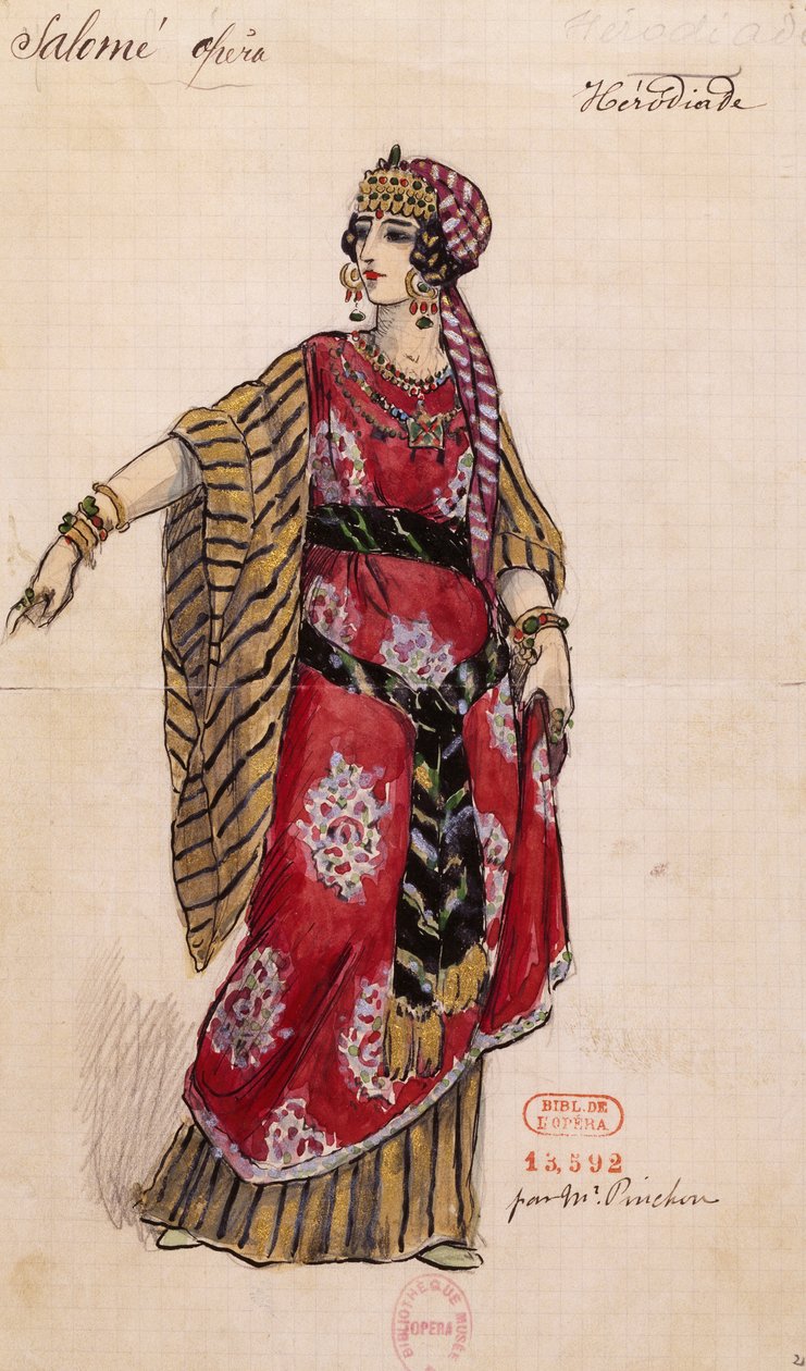Herodias for Salome, af Richard Strauss (1864-1949), opført på Opera Garnier i Paris, 3. maj af Joseph Porphyre Pinchon