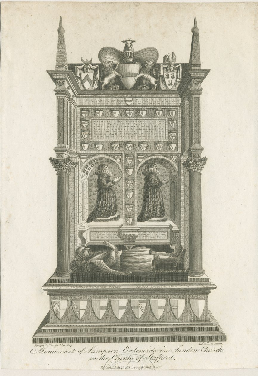 Sandon Church - Sampson Erdeswickes grav: gravering af Joseph Potter