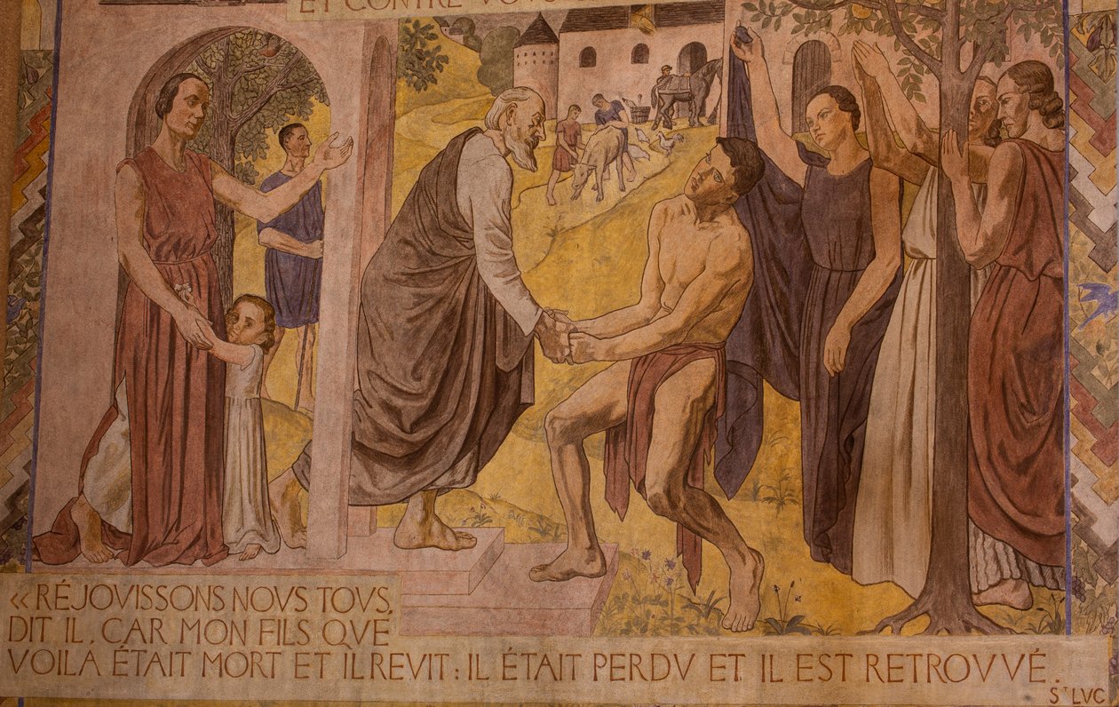 Den fortabte søn. Fresco i katedralen i Nanterre af Joseph Radan