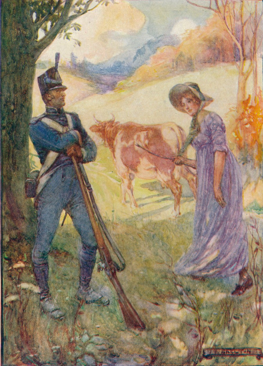 Driving A Cow Before Her, Laura Secord bestod The American Sentries, c1909, c1920 af Joseph Ratcliffe Skelton