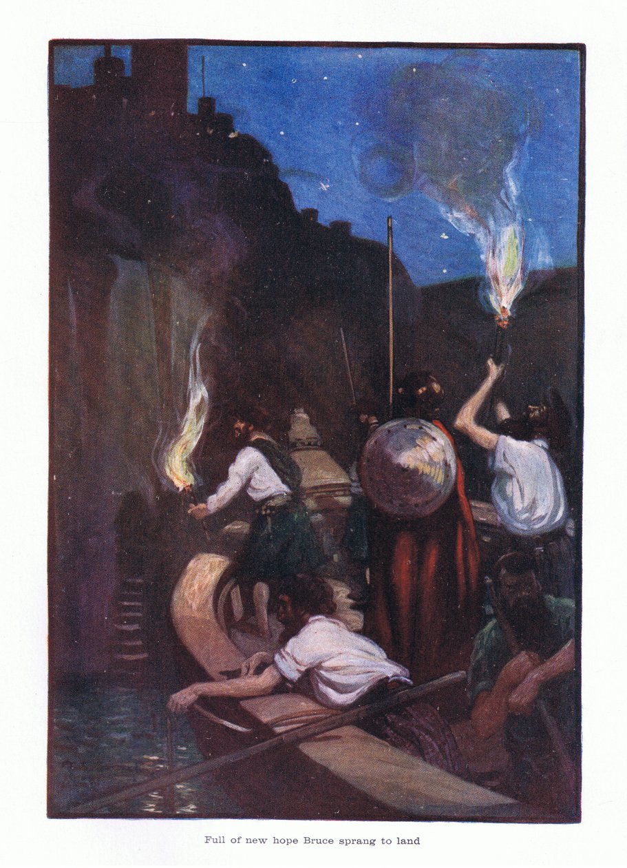 Fuld af nyt håb sprang Bruce til landet, 1910 af Joseph Ratcliffe Skelton