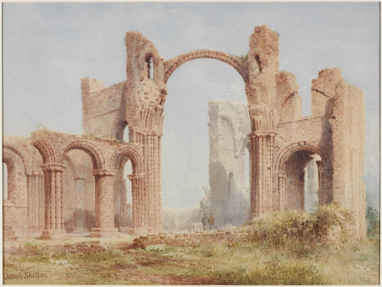 Lindisfarne Priory Ruins (akvarel, kropsfarve og blyant på papir) af Joseph Ratcliffe Skelton