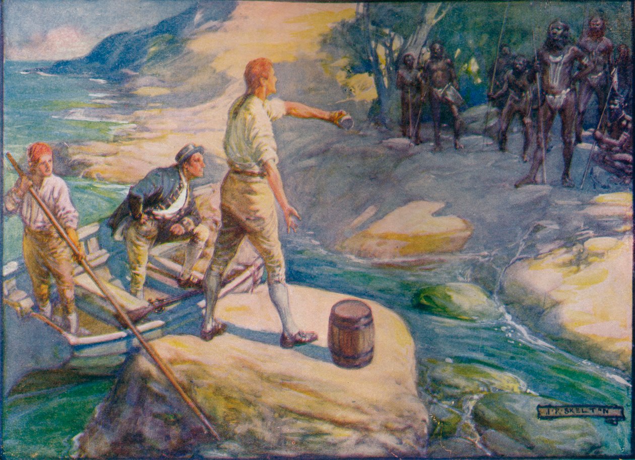 Indfødte samlet omkring dem, c1908, c1920. af Joseph Ratcliffe Skelton