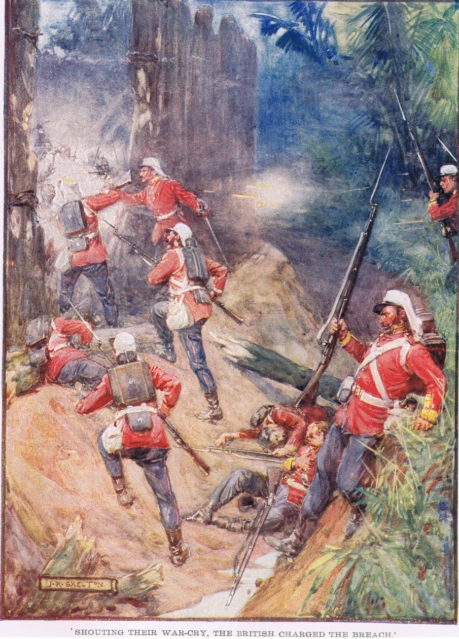 Ved at råbe deres krigsråb anklagede briterne bruddet af Joseph Ratcliffe Skelton