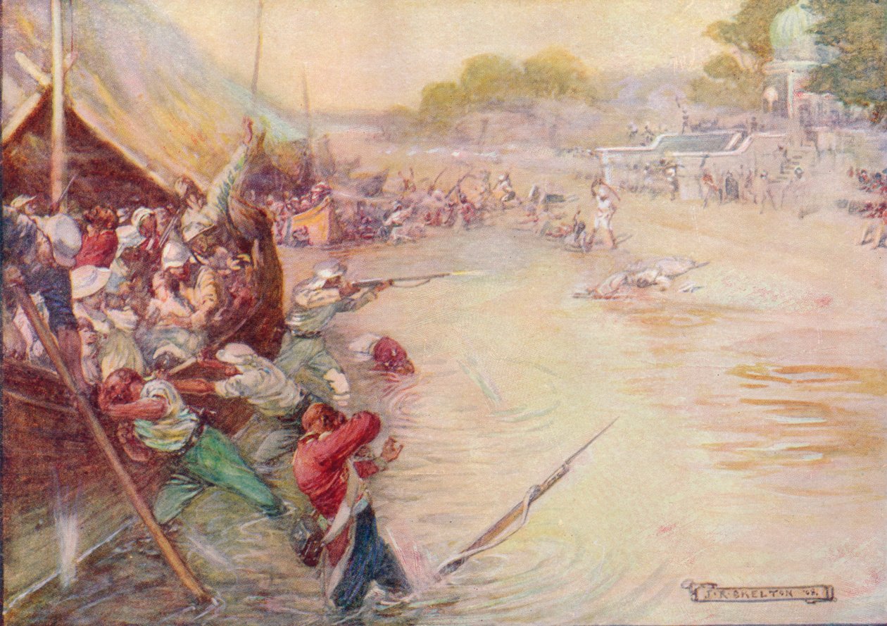 Bådene stak i mudderet og var et let mærke, 1908, c1920. af Joseph Ratcliffe Skelton