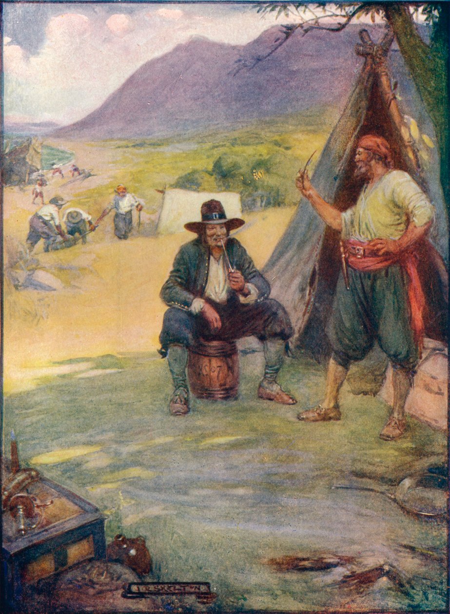 Hvor nu den store by Cape Town står, sætter de deres telte og hytter op, c1908, c1920. af Joseph Ratcliffe Skelton