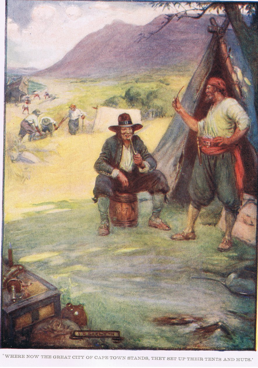 Hvor den store by Cape Town ligger, slår de deres telte og hytter op af Joseph Ratcliffe Skelton