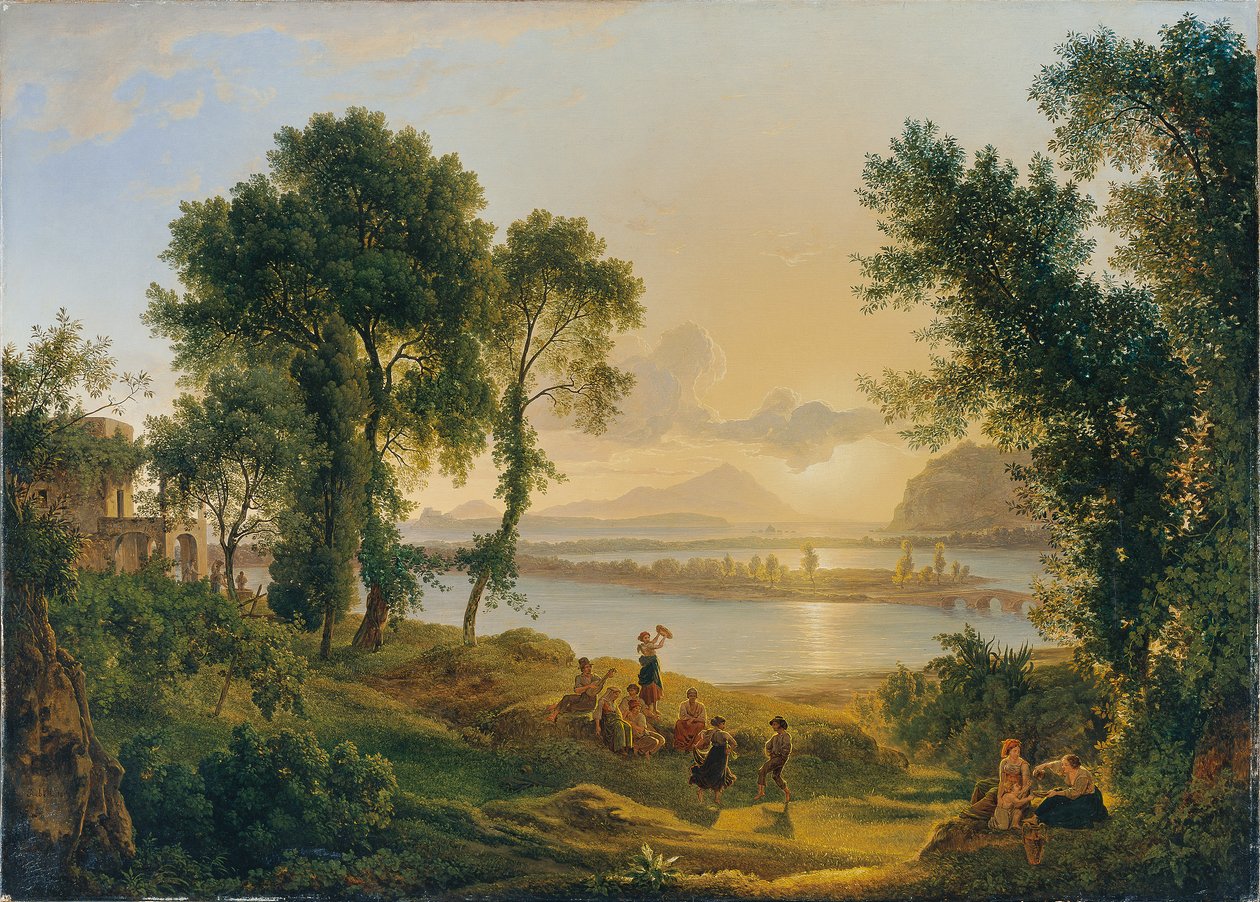 Solnedgang over Campi Flegrei mod øerne Procida og Ischia af Joseph Rebell