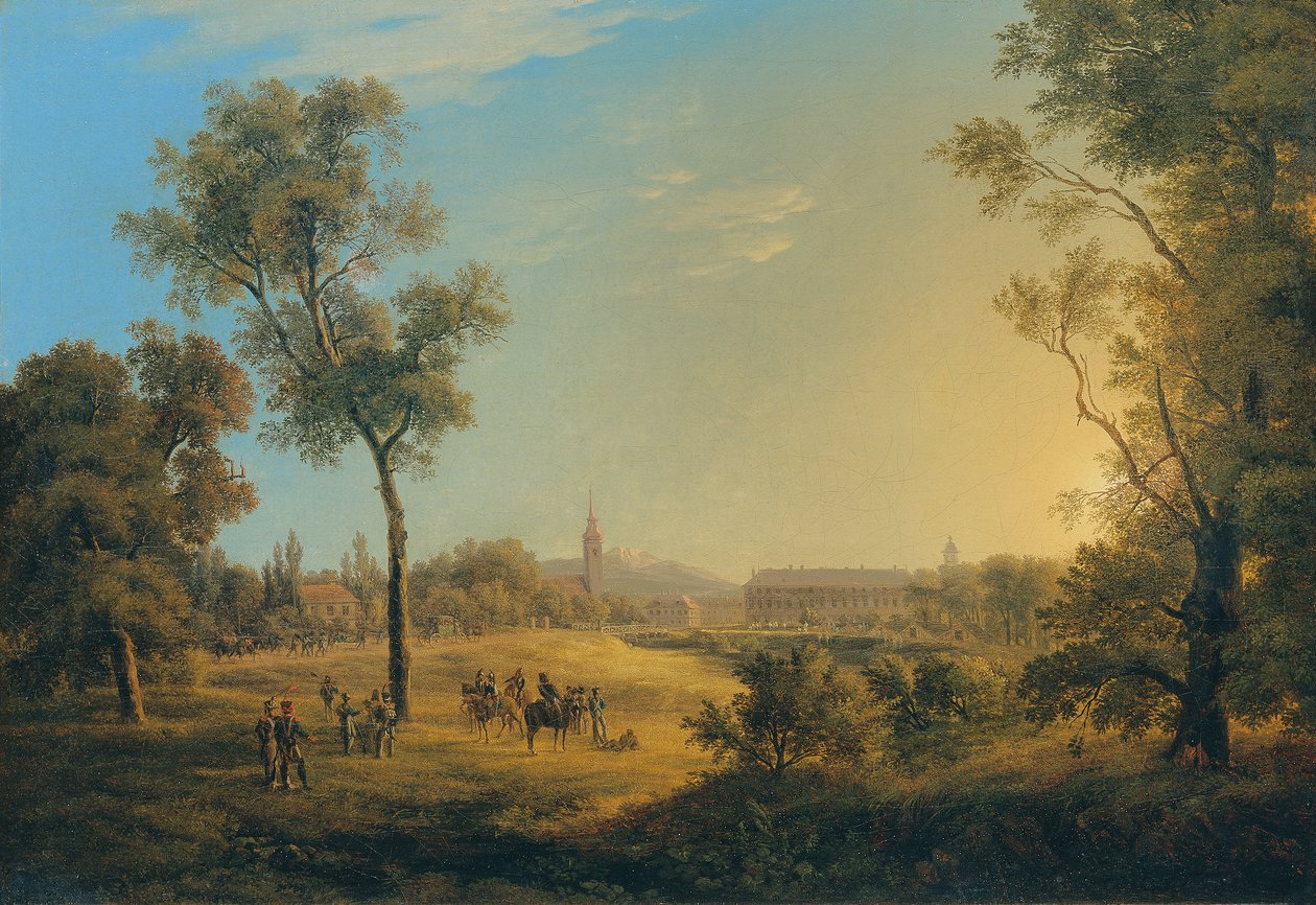 Scene fra Napoleonskrigene: Udsigt over Kaiserebersdorf af Joseph Rebell