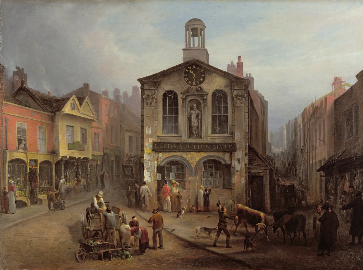 The Old Moot Hall, Leeds, ca. 1825 (olie på lærred) af Joseph Rhodes