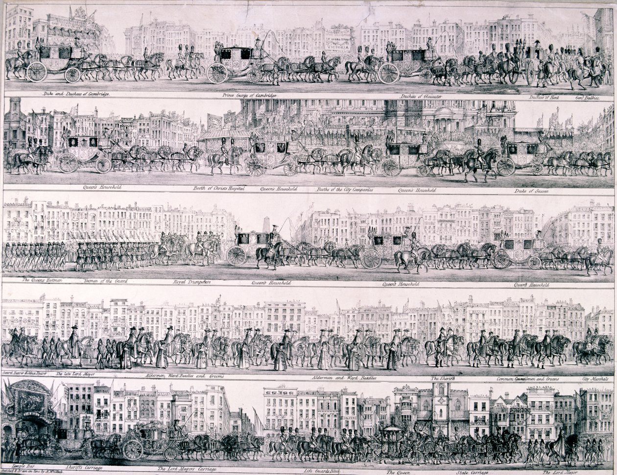 Dronning Victorias fremskridt gennem London, 1837 af Joseph Robins