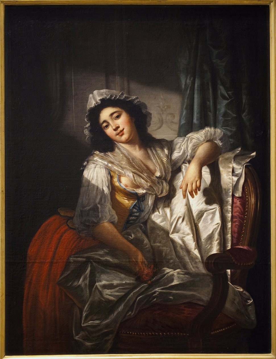 Portræt af Madame Sermet eller rosen og knappen. Maleri af Joseph Roques (1754-1847), olie på lærred omkring 1788. Fransk kunst af Joseph Roques