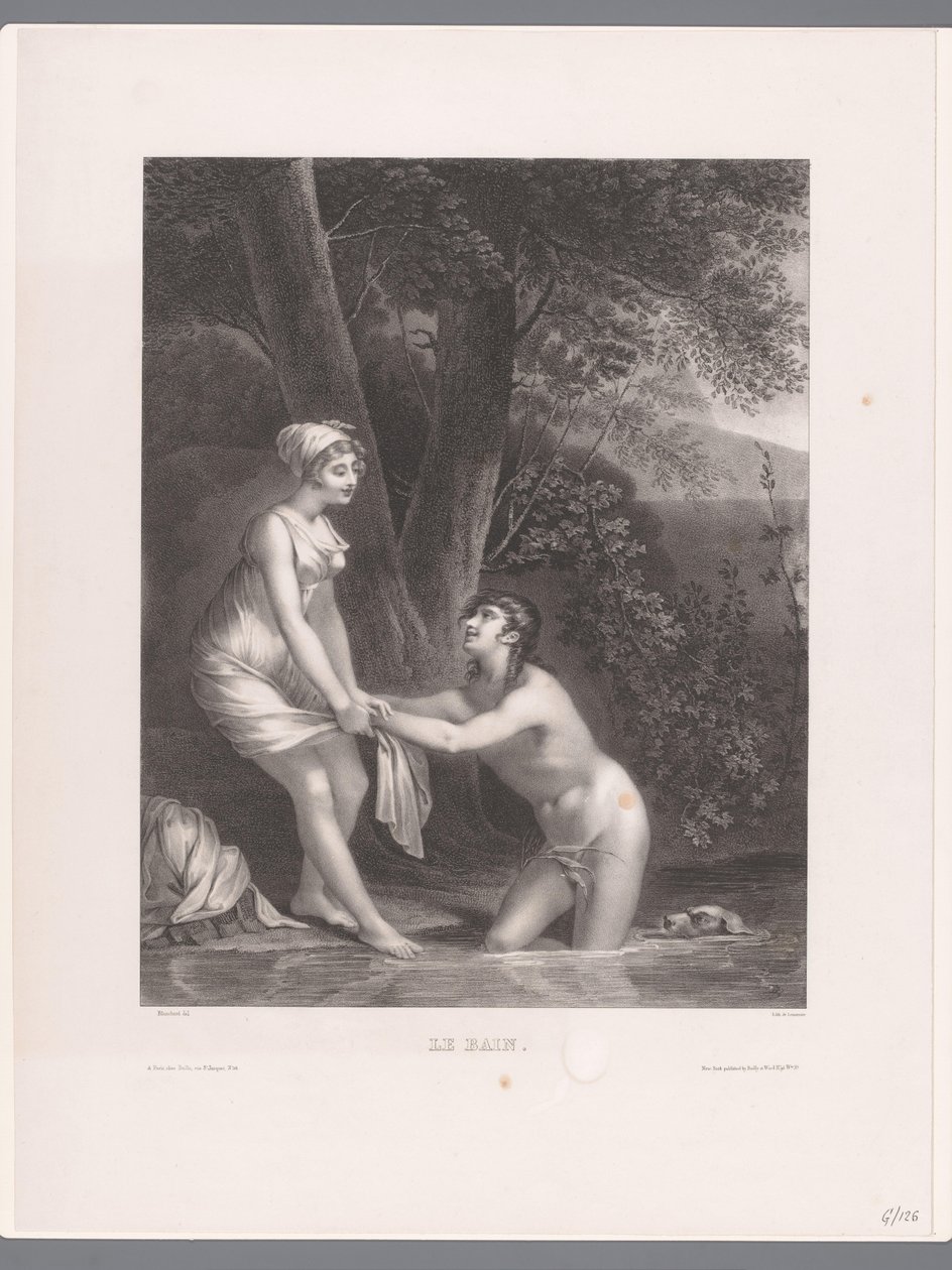 Daphnis og Chloe bader Le Bain (titel på objekt) af Joseph Rose Lemercier