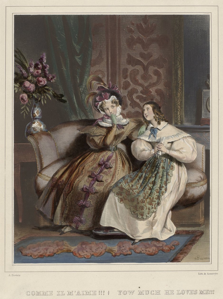 Kvinden. Moderigtigt galleri, ca. 1830: Hvor elsker han mig!!! (...) af Joseph Rose Lemercier