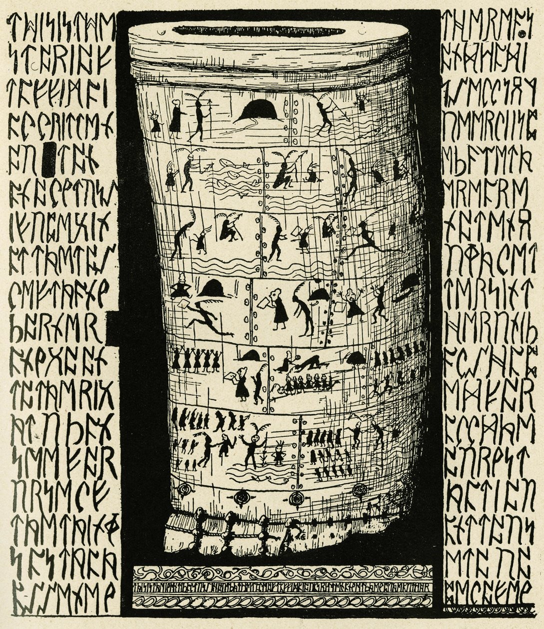 Tegning af Kipling, der repræsenterer Taffimai Metallumai i Rudyard Kiplings "Histoires comme ca" (1856 - 1936), Librairie Delagrave af Joseph Rudyard Kipling