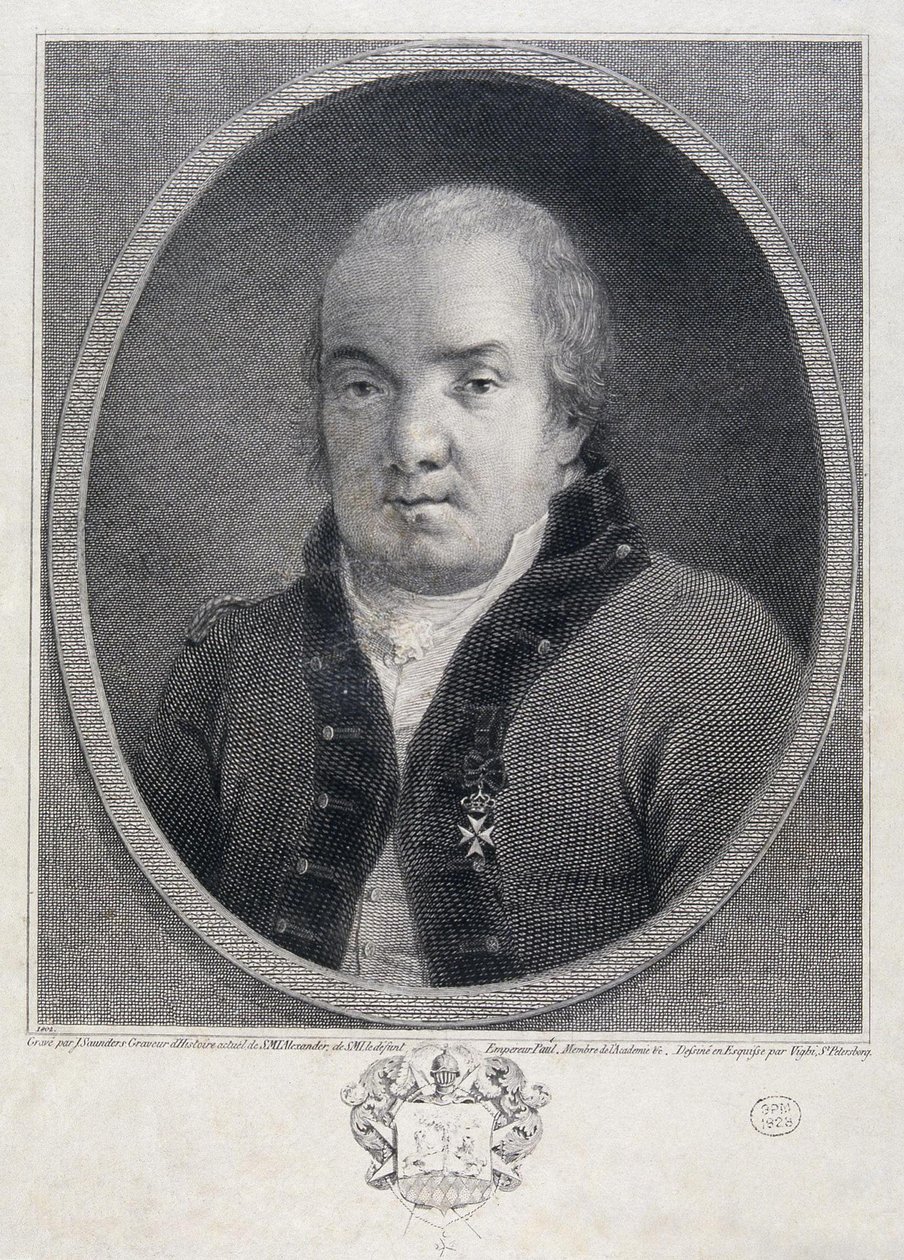 Portræt af arkitekten Giacomo Quarenghi 1744-1817, slutningen af det 18. århundrede. af Joseph Saunders