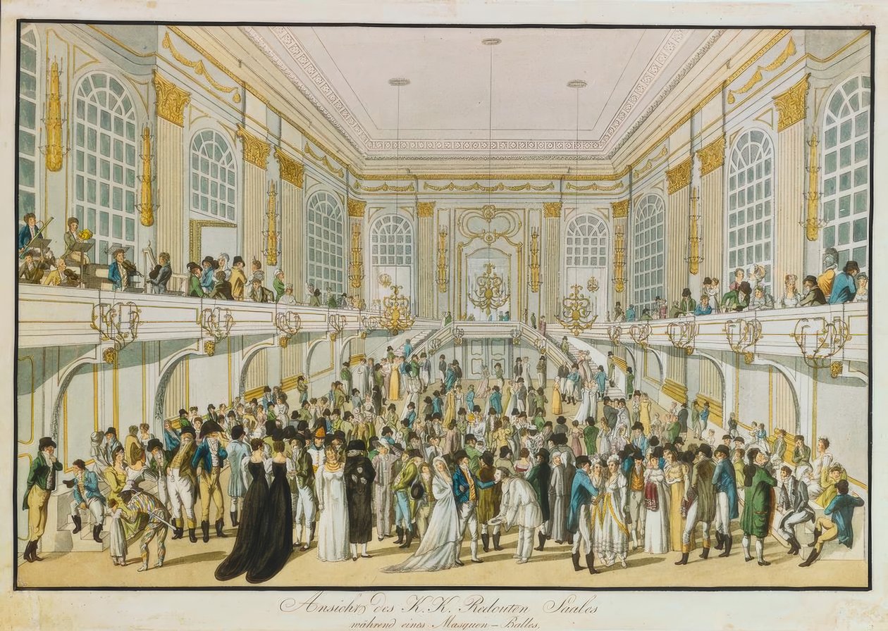 Udsigt over K. u. K. Redoutensaal under et maskeradebal af Joseph Schütz