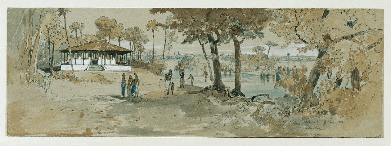 Buddhisttempel ved Point de Galle, Wakwalla på Ceylon (Sri Lanka) af Joseph Selleny