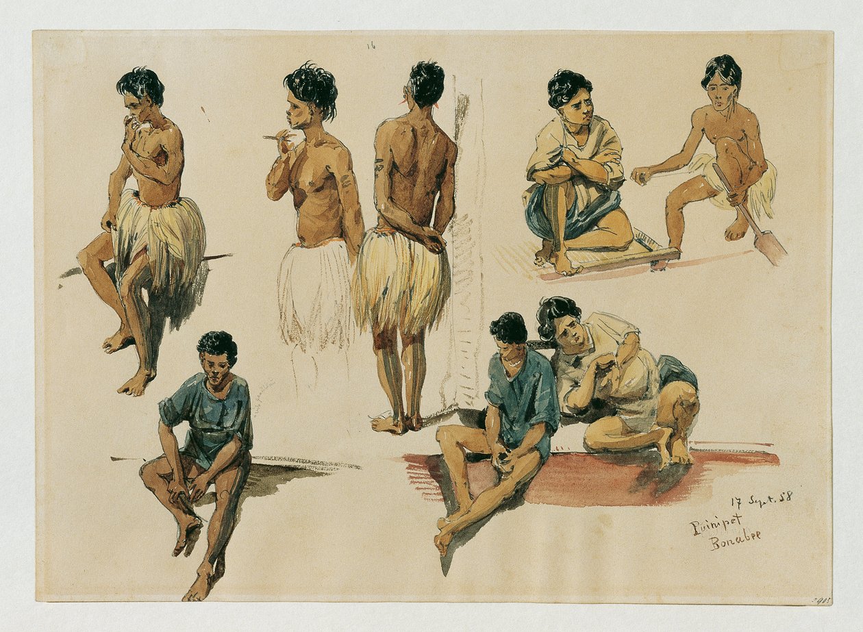 Indfødte fra Puinipet (Ponape) Island, Caroline Islands af Joseph Selleny