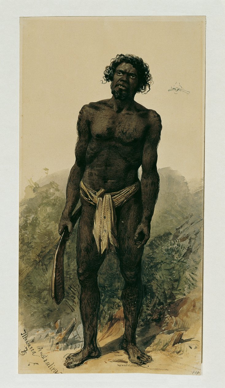 Indfødt med boomerang fra Woolongong (Wollongong), Australien af Joseph Selleny