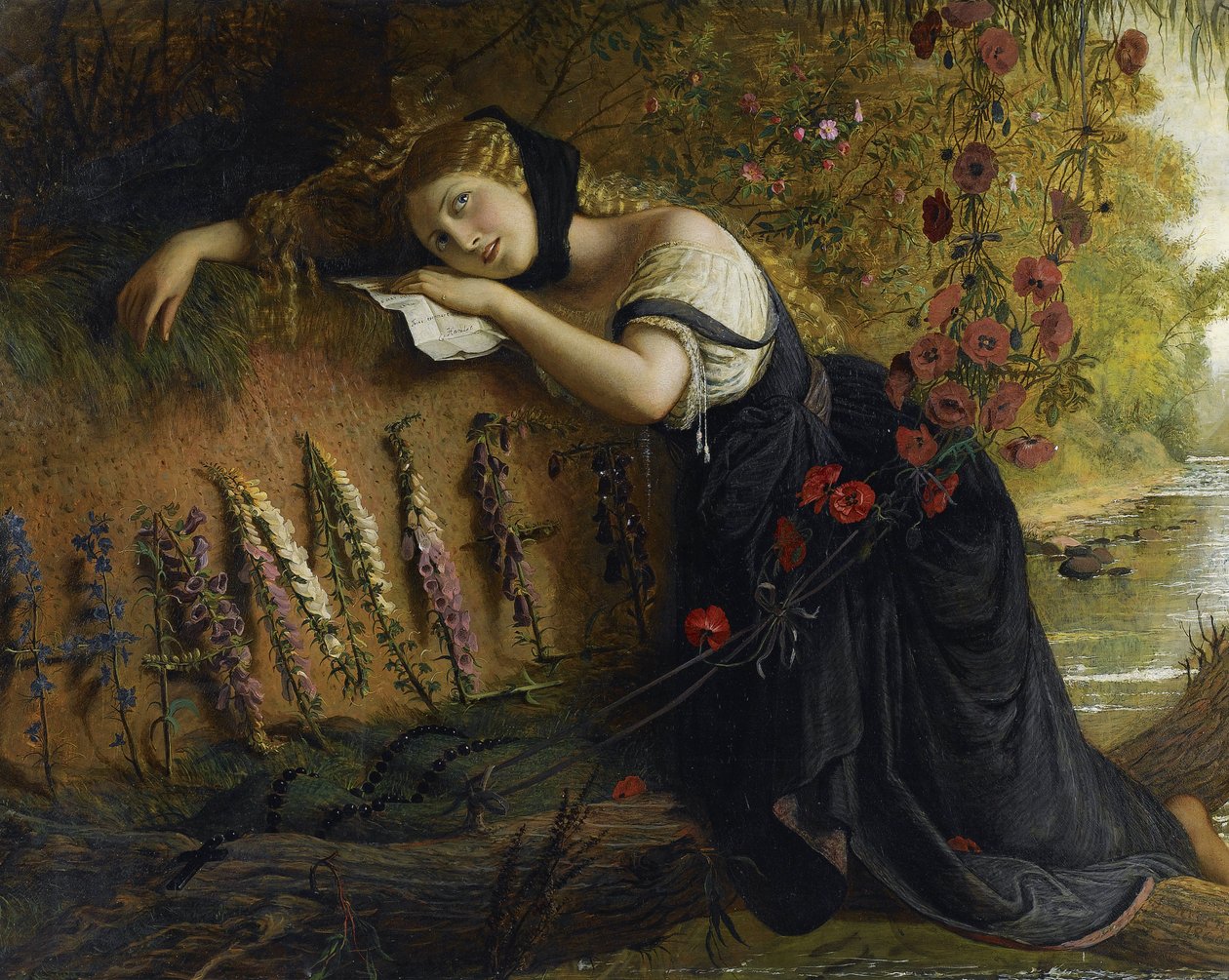 Ophelie - Ophelia par Severn, Joseph (1793-1879). Olie på lærred, størrelse: 103x142,5 af Joseph Severn