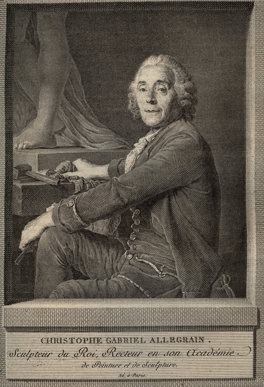 Portræt af Christophe-Gabriel (Christophe Gabriel) Allegrain (1710-1795) fransk billedhugger - gravering efter maleriet af Joseph-Siffrein Duplessis af Joseph Siffred (after) Duplessis