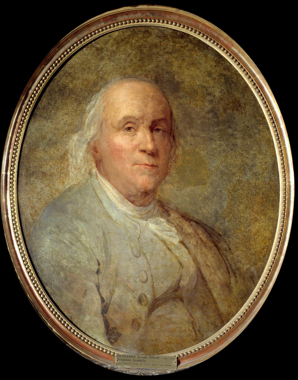 Portræt af Benjamin Franklin (1706-1790) (olie på lærred) af Joseph Siffred Duplessis
