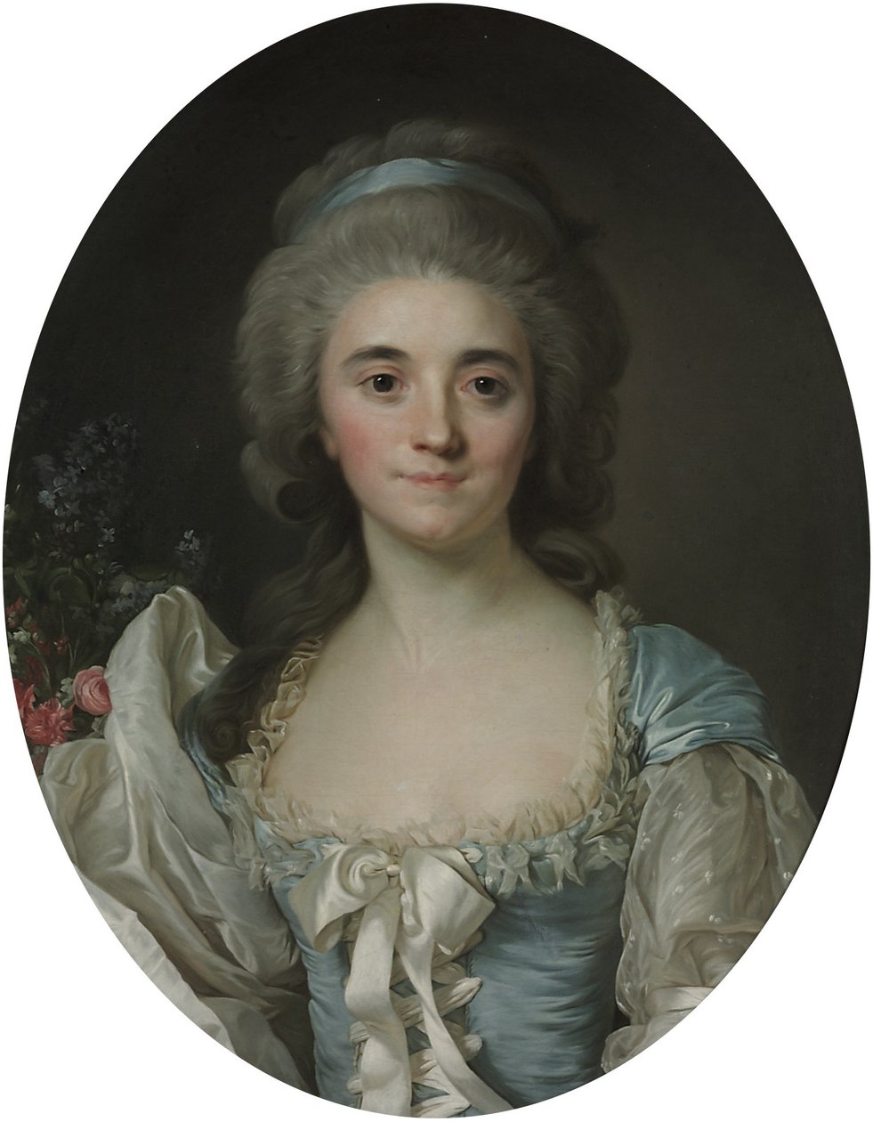 Portræt af Comtesse de Provence (1753-1810), i halv længde, i en turkis kjole med hvide blonder og bånd af Joseph Siffred Duplessis