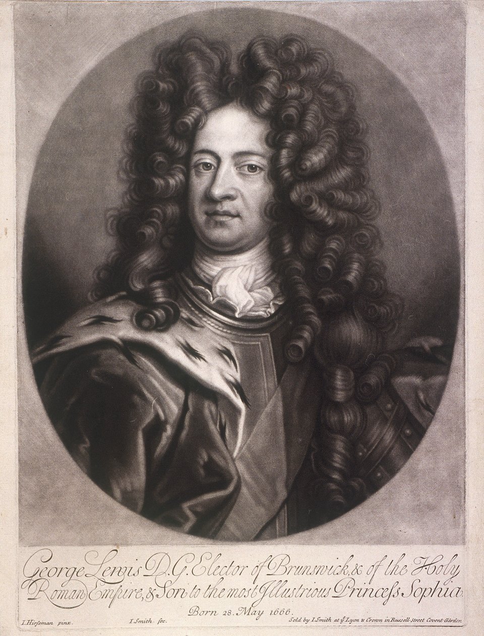Ovalt portræt af George I, konge af Storbritannien, c1700 af Joseph Smith