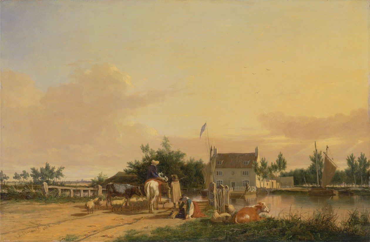 Buckenham Færge, ved floden Yare, Norfolk af Joseph Stannard