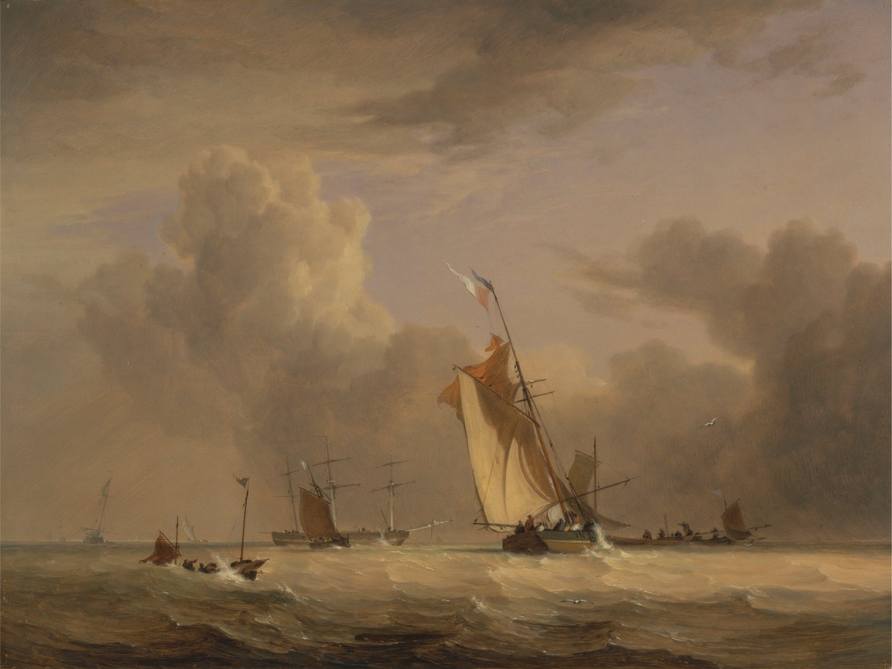 Fishing Smack og andre fartøjer i en stærk brise af Joseph Stannard