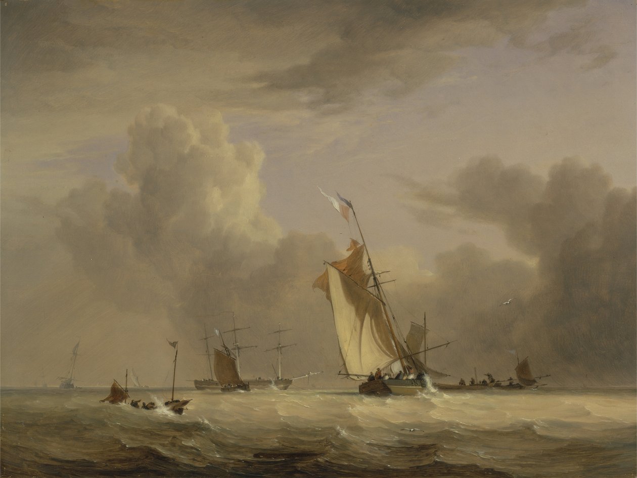 Fishing Smack og andre fartøjer i en stærk brise af Joseph Stannard