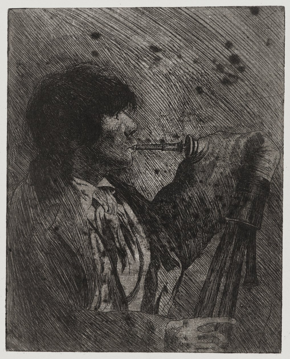 Man Playing Bagpipes, , trykt af Sigmund Abeles og Edmond Casarella af Joseph Stella