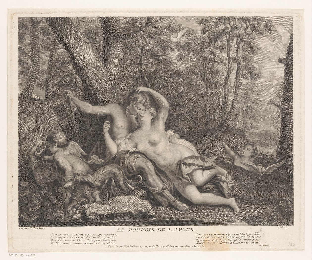 Landschap sætter Venus i Adonis The Power of Love (titel på objekt) af Joseph Vanloo