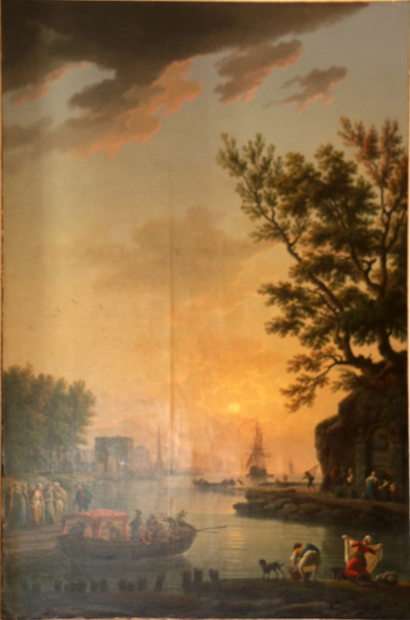 Indgangen til en havn i roligt vejr af Claude Joseph Vernet