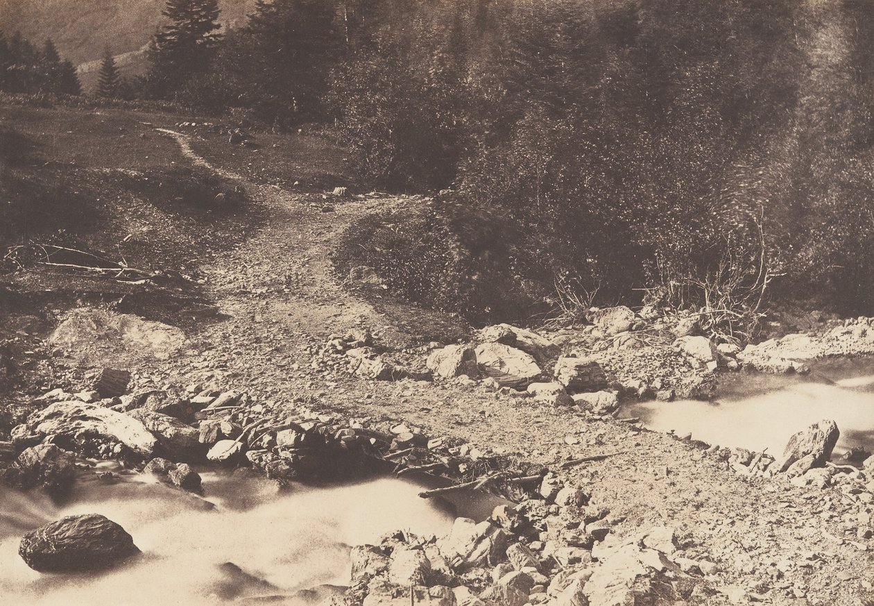 Skiferbro taget på vej tilbage fra Parisernes vandfald, Luchon, 1853. af Joseph Vigier