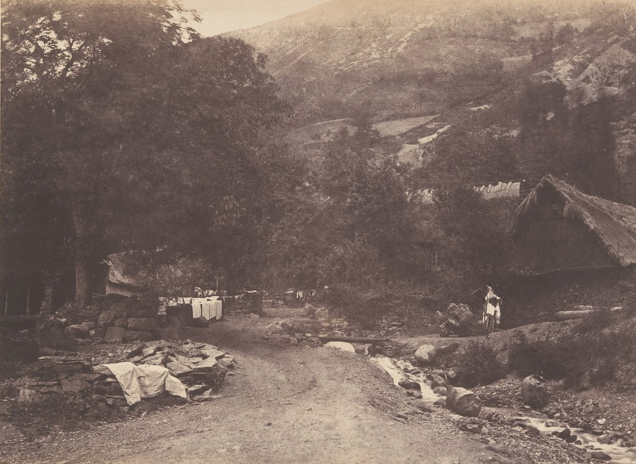 Landsbyen Montaubant taget fra Luchon, 1853. af Joseph Vigier