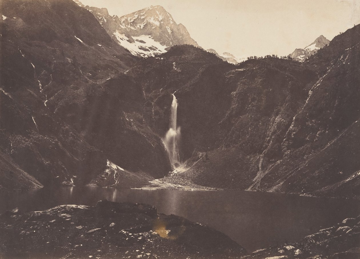 Udsigt over Lake Oo eller Seculejo, Bagnère de Luchon, 1853. af Joseph Vigier