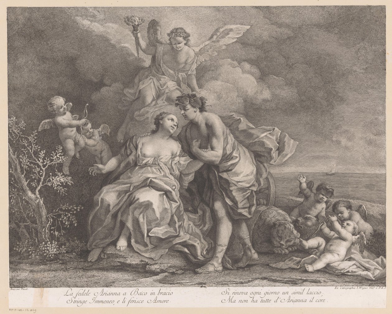 Bacchus og Ariadne på øen Naxos af Joseph Wagner (possibly)