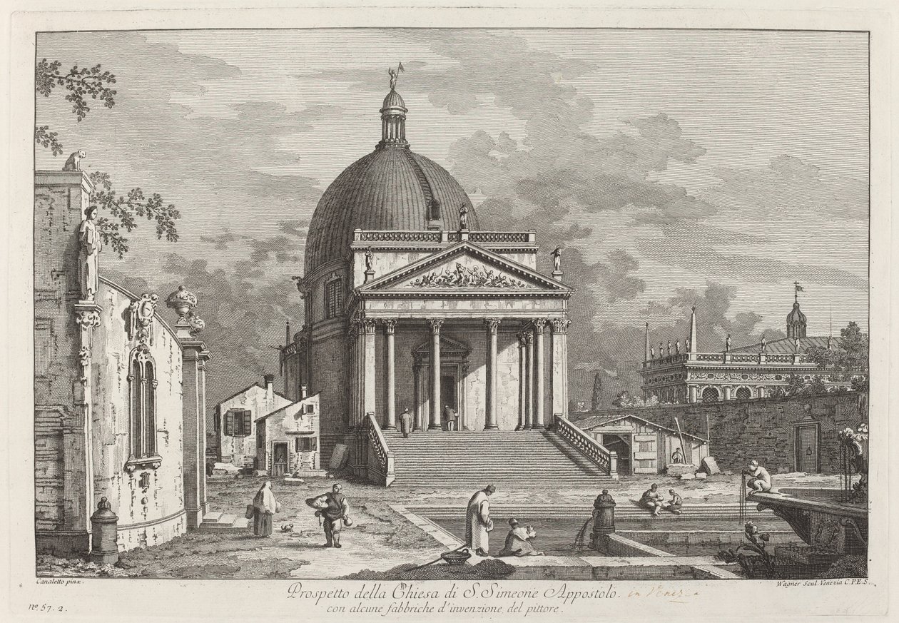 Prospekt for SAN-kirken. Simeone Apostolo, 1742. af Joseph Wagner