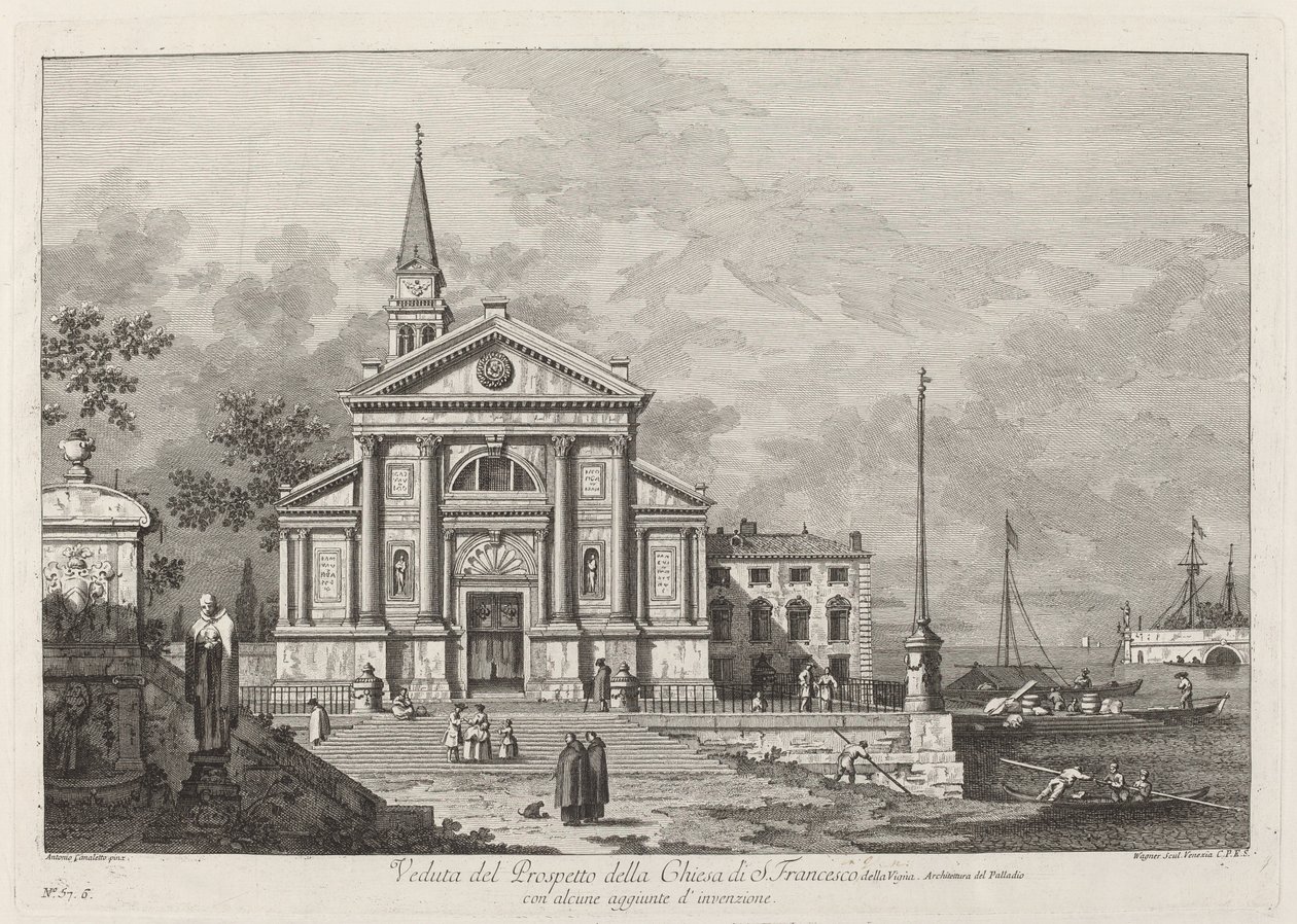 Visning af prospektet for kirken S. Francesco af Joseph Wagner after Canaletto