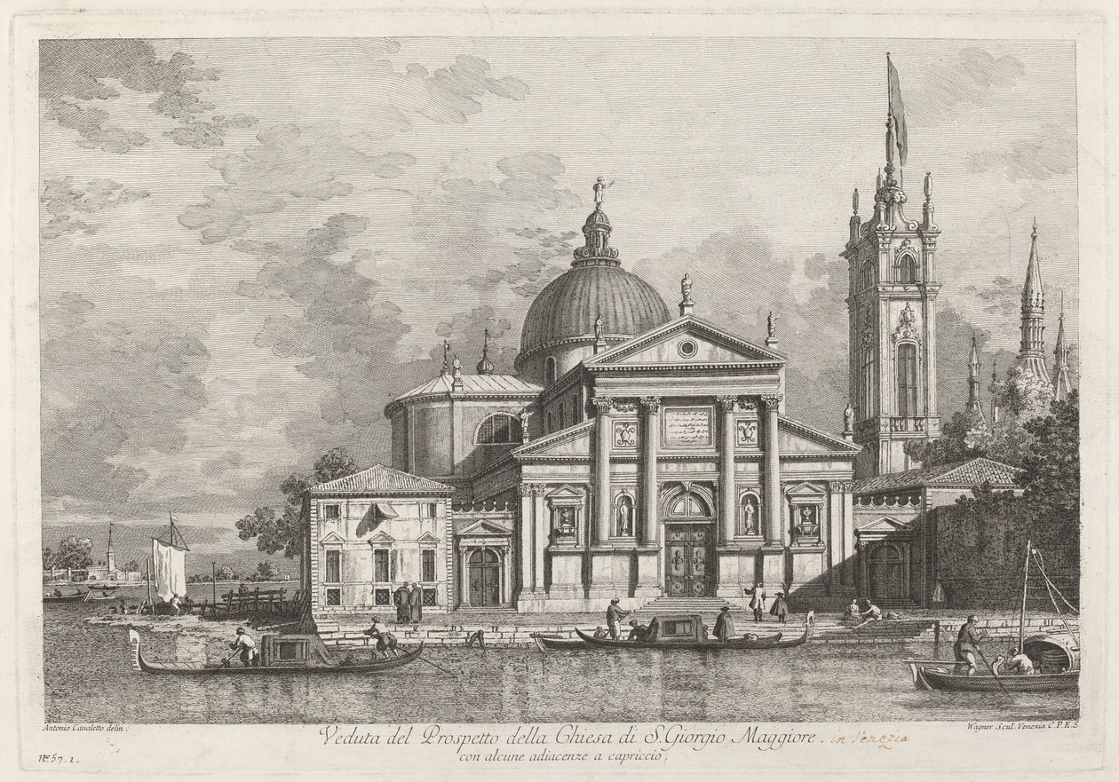 Visning af prospektet for kirken S. Giorgio Maggiore af Joseph Wagner after Canaletto