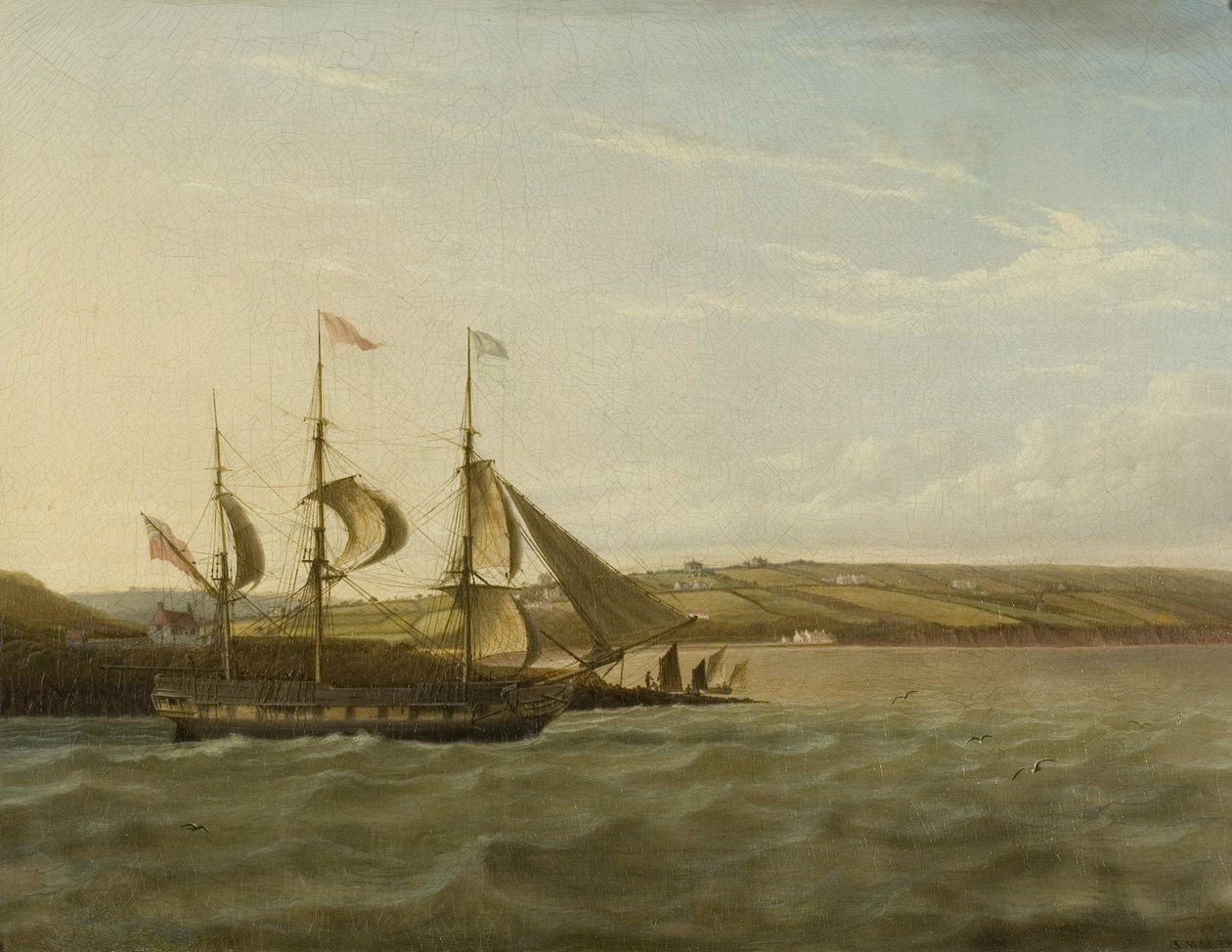 A Ship Passing Portishead, ca. 1832 (olie på lærred) af Joseph Walter