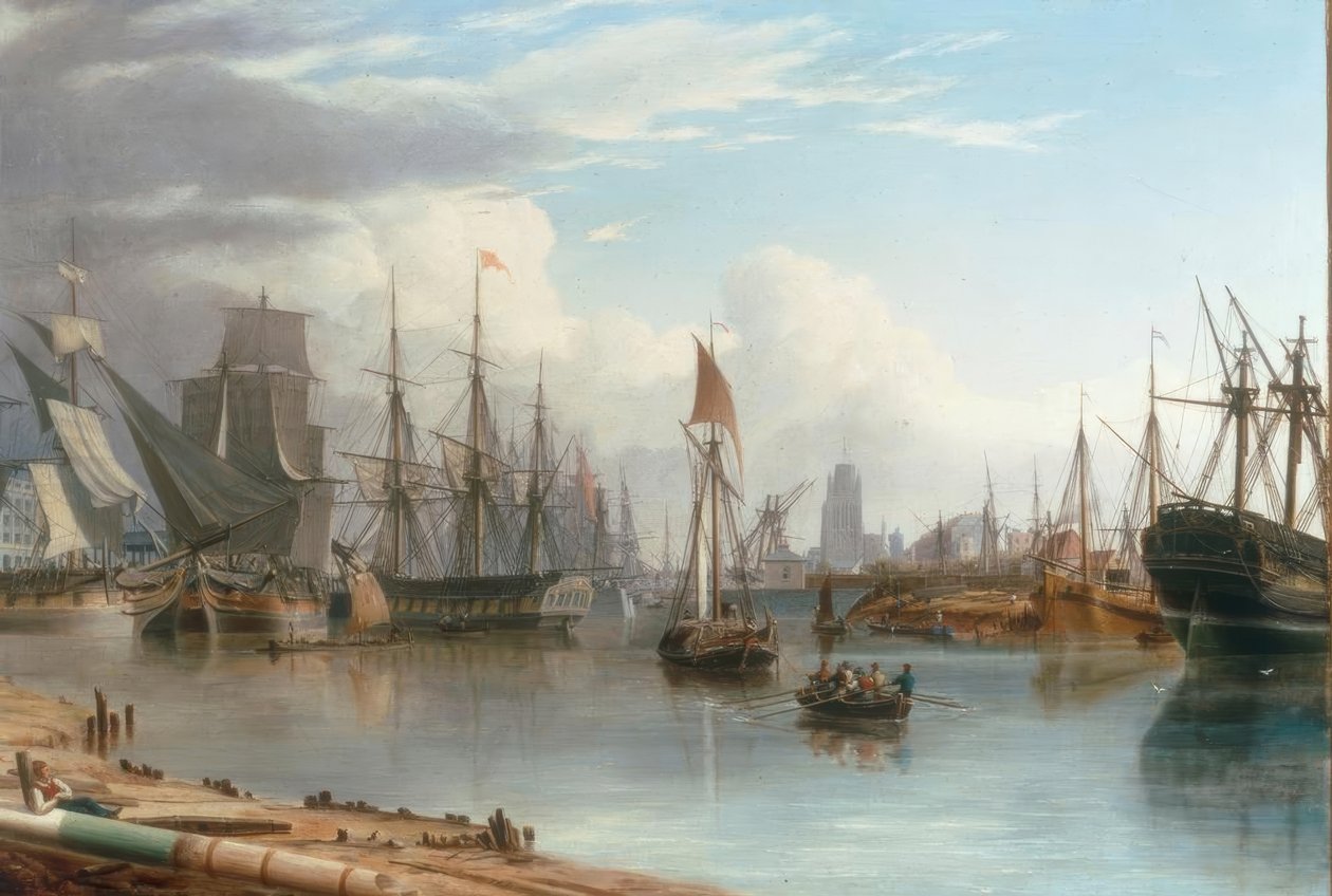 Udsigt over den flydende havn, Bristol af Joseph Walter