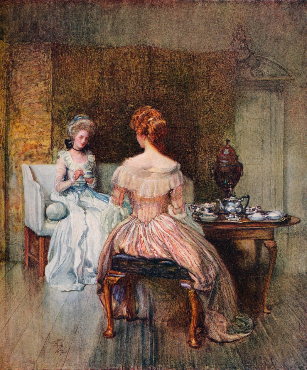 A Dish of Bohea in the Days of the Georges, c1870 af Joseph Walter West