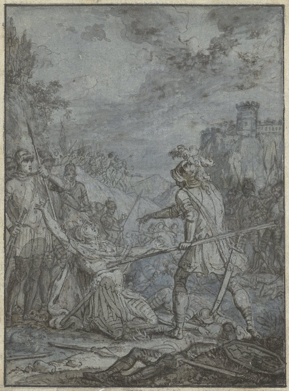 Overgivelse af en hærfører Gruppe af lignende illustrationer med riddere og ryttere (serietitel) af Joseph Werner