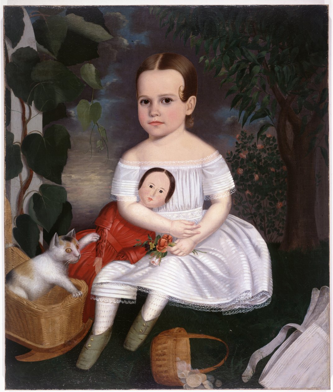 New England portræt af lille pige af Joseph Whiting Stock af Joseph Whiting Stock