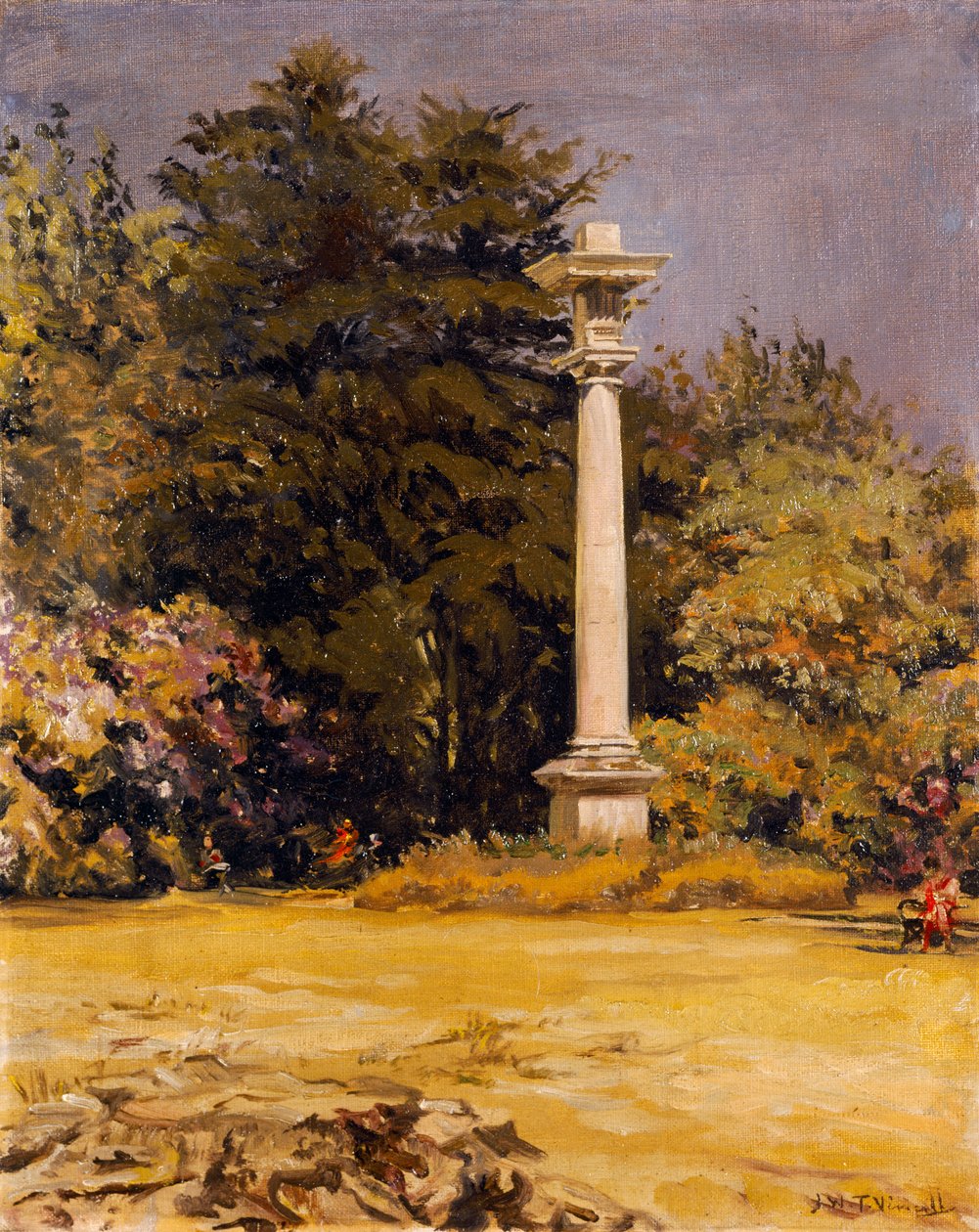 Dorisk søjle - monolitten, Chiswick House (olie på lærred) af Joseph Williams Topham Vinall